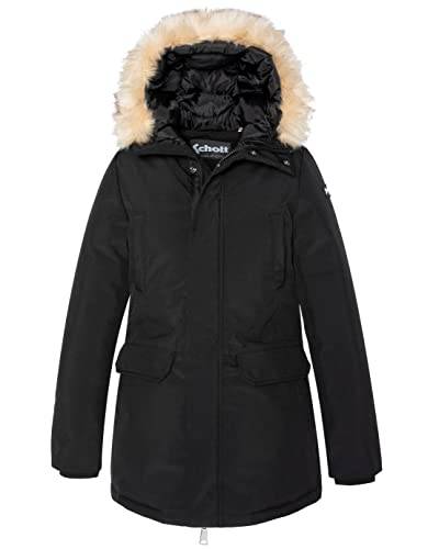 Schott NYC Unisex Jktnellyw Schott Kunstfell Parka mit Kapuze, Schwarz, L von Schott NYC