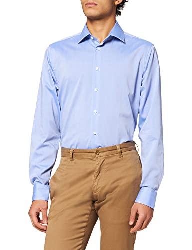 Seidensticker Herren Seidensticker Herren Business Tailored Fit – Bügelfreies, Schmales mit Kent-kragen Langa Businesshemd, Blau (Mittelblau Neu 16), 46 EU von Seidensticker