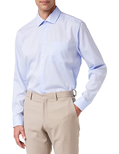 Seidensticker Herren Regular Bügelfrei Kent Langarm Business Shirt, hellblau, 43 EU von Seidensticker