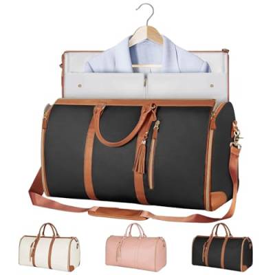 Reisetasche, Reise-Kleidersack, 2-in-1, hängendes Gepäck, Kleidung, Seesack, vielseitig einsetzbar, for Damen und Herren, Faltbarer Handgepäck-Kleidersack (Color : Black) von Shamdrea