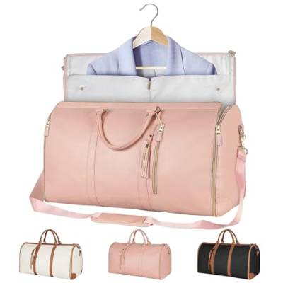 Reisetasche, Reise-Kleidersack, 2-in-1, hängendes Gepäck, Kleidung, Seesack, vielseitig einsetzbar, for Damen und Herren, Faltbarer Handgepäck-Kleidersack (Color : Pink) von Shamdrea