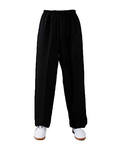 Kampfsporthose Tai Chi Hosen Traditionelle Trainingshosen Taiji Kung Fu Wing Chun Shaolin Klassische Kleidung Unisex Schwarz 2XL von Shaoyao