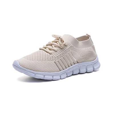 Shaoyao Damen Leichte Laufschuhe Atmungsaktiver Trainer Sneaker Lässige Sportschuhe Beige 38 von Shaoyao