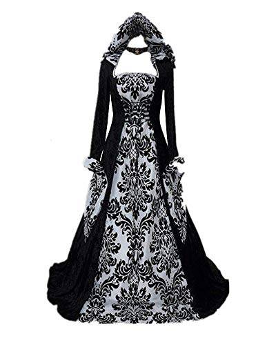 Shaoyao Damen Mittelalter Party Kostüme Kleid, Mittelalterliche Gothic Renaissance Partykleid Maxikleid Cosplay Kostüm Weiß 2XL von Shaoyao