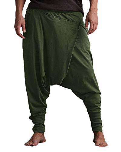 Shaoyao Haremshose Herren Hippie Hose Aladinhose Freizeithose Grün Tag L/EU 50 von Shaoyao