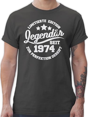 T-Shirt Herren - 50. Geburtstag - Legendär seit 1974 - L - Dunkelgrau - zum 50 Tshirts männer Shirt 50ter Tshirt Mann t Shirts 50ste fuffzig tischirt. fünfzigjähriges 50ster t-Shorts 50er Outfit von Shirtracer