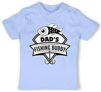 Baby T-Shirt Mädchen Jungen - Geschenk zum Vatertag - Dad's Fishing Buddy - 6/12 Monate - Babyblau - Vatertags t Shirt dads Tshirt Himmelfahrt Daddys Shirts Vater Tag für Papas herrentagsgeschenke von Shirtracer