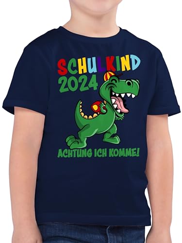 Kinder T-Shirt Jungen - Einschulung Junge - Schulkind 2024 Achtung ich komme! - bunt - 116 (5/6 Jahre) - Dunkelblau - überraschung zum Schulanfang t Shirt für schulanfänger einschulungsgeschenk von Shirtracer