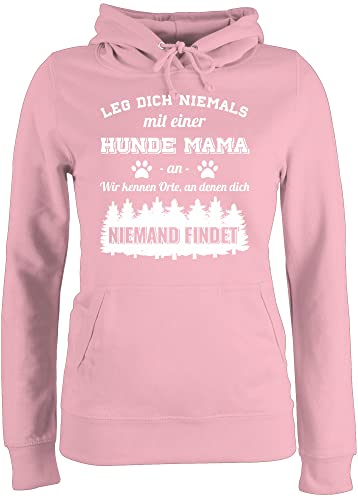 Pullover Damen Hoodie Frauen - Geschenk für Hundebesitzer - Leg Dich Niemals mit Einer Hunde Mama an - M - Hellrosa - lustige sprüche hundepullover dogfashion hundemama Kapuzenpullover Frauchen von Shirtracer