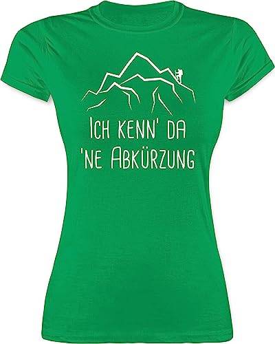 Shirt Damen - Hobby Outfit - Ich Kenn' da 'ne Abkürzung - L - Grün - wandern lustige t-Shirt Frauen sprüche Berge Tshirt mädchen Wanderer tischert Wander t-Shirts bergmotiv leiberl kenne ne von Shirtracer