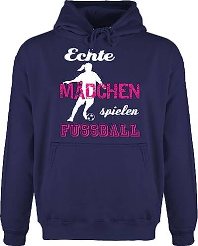 Hoodie Herren Pullover Männer - Fussball EM 2024 - Echte Mädchen spielen Fußball - XS - Navy Blau - fussballfan maedchen pulli fussballfans fu ball fußballer geschenke sprüche 2022 geschenk von Shirtracer