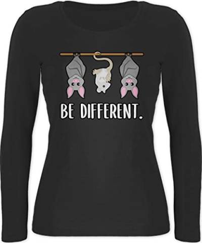 Langarmshirt Damen - Sprüche Statement - Be Different Tiere - L - Schwarz - Statements Fledermaus Shirt Langarm mit Aufschrift fledermäuse Spruch von Shirtracer