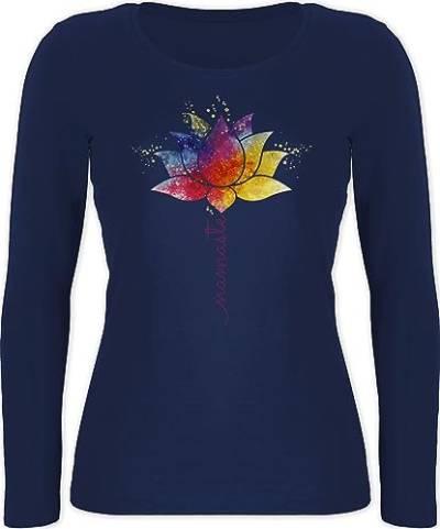 Langarmshirt Damen - Namaste Lotusblüte Yoga Mandala Spirit Wellness Meditation - M - Marineblau - Yoga-Langarmshirt Joga Langarm Shirt für Tshirt spirituell Alles Geschenke Fans von Shirtracer