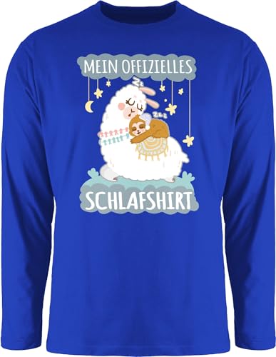 Langarmshirt Herren Langarm Shirt - Sprüche Statement - Mein offizielles Schlafshirt - Lama und Faultier - grau - 3XL - Royalblau - schlafshirts Langer arm Oberteil lustige lustig Statements von Shirtracer