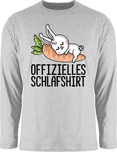 Langarmshirt Herren Langarm Shirt - Sprüche Statement - Offizielles Schlafshirt mit Hase schwarz - 3XL - Grau meliert - Statements schlafen Rundhals Spruch offizieller Schlaf Aufschrift von Shirtracer