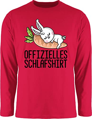 Langarmshirt Herren Langarm Shirt - Sprüche Statement - Offizielles Schlafshirt mit Hase schwarz - L - Rot - Statements schlafen Rundhals Spruch offizieller Schlaf Aufschrift von Shirtracer