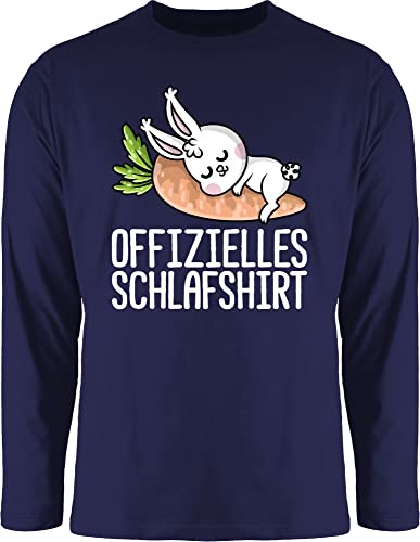 Langarmshirt Herren Langarm Shirt - Sprüche Statement - Offizielles Schlafshirt mit Hase weiß - 3XL - Navy Blau - Aufschrift Schlaf Oberteil Hasen zum schlafen schlafoberteil Langer arm lang von Shirtracer