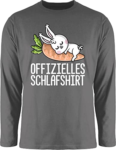 Langarmshirt Herren Langarm Shirt - Sprüche Statement - Offizielles Schlafshirt mit Hase weiß - XXL - Dunkelgrau - Langer arm Oberteil schlafoberteil lustig lang Schlafshirt+Herren+Langarm von Shirtracer