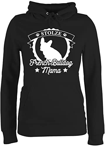 Pullover Damen Hoodie Frauen - Geschenk für Hundebesitzer - Stolze French Bulldog Mama - XL - Schwarz - haustierhoodie franzoesische Bulldogge Kapuzensweatshirt hundepullover gassi Frenchie Hoody von Shirtracer