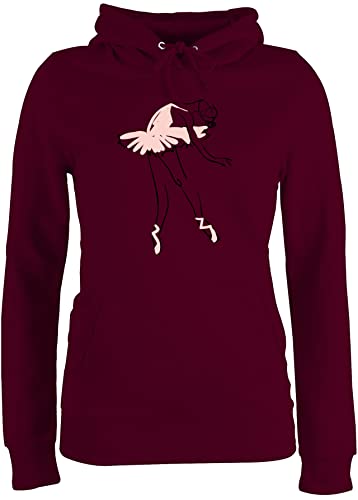 Pullover Damen Hoodie Frauen - Tanzen Geschenk - Balletttänzerin Ballerina - M - Burgundrot - Kapuzenpulli Hoodies für Pulli Kapuzenpullover Geschenke tänzerin Ballet Oberteil Ballett Tanz balett von Shirtracer