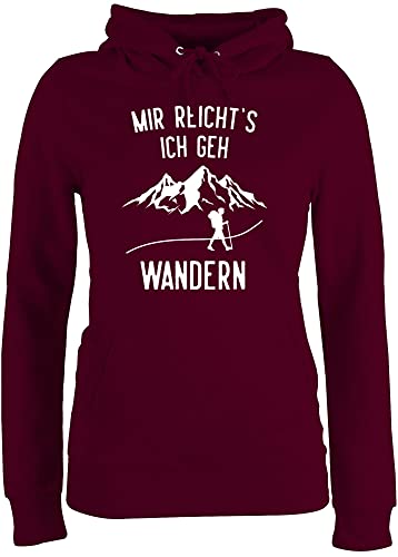 Pullover Damen Hoodie Frauen - Laufen Joggen Zubehör - Mir reichts ich GEH wandern - Berge - L - Burgundrot - Hoodies für gehe Kapuzenpulli reichts! Pulli reicht Kapuzenpullover sprüche Kordel von Shirtracer