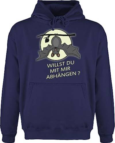 Shirtracer Hoodie Herren Pullover Männer - Sprüche Statement Spruch - Fledermaus - willst du mit Mir abhängen ? - M - Navy Blau - Geschenk zur Einschulung Hoodies/pullis spruche Kapuze sprüchen Pulli von Shirtracer