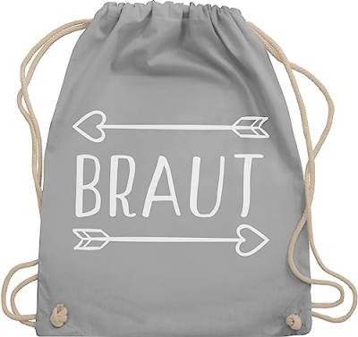 Shirtracer Turnbeutel Rucksack - JGA Junggesellenabschied Frauen - Braut Pfeile - Unisize - Hellgrau - polterabend turn beutel tasche poltern turnsäcke damen hen party stoffbeutel baumwolle outfit von Shirtracer