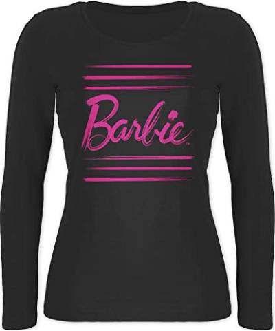 Shirtracer Langarmshirt Damen - Barbie Logo Wasserfarbe - L - Schwarz von Shirtracer