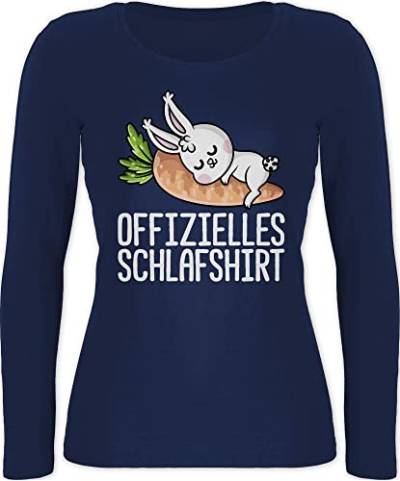 Shirtracer Langarmshirt Damen - Sprüche Statement - Offizielles Schlafshirt mit Hase weiß - L - Marineblau - Langarm Statements offizielle offiziell Spruch Kaninchen Aufschrift Motiv von Shirtracer