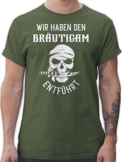 Shirtracer T-Shirt Wir haben den Bräutigam entführt Piratenkopf weiß JGA Männer von Shirtracer