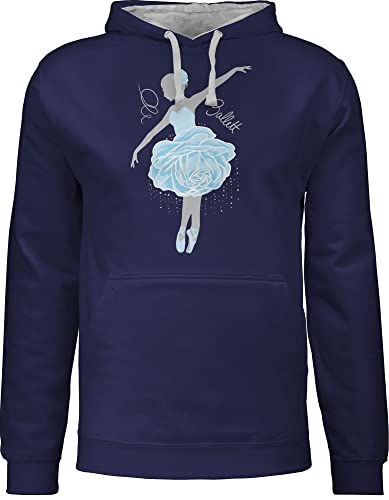 Pullover Herren Frauen Hoodie Kontrast zweifarbig - Tanzen Geschenk - Ballerina - grau/blau - M - Navy Blau/Grau meliert - tänzer ballett pulli tänzerin tanzsport dance tanz sprüche geschenke von Shirtracer