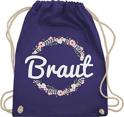 Turnbeutel Rucksack - JGA Junggesellenabschied Frauen - Braut Blumenkranz - Unisize - Lila - jungesellinnenabschied frau sportbeutel groß polterer beutelrucksack brautparty geschenkebeutel jga. von Shirtracer