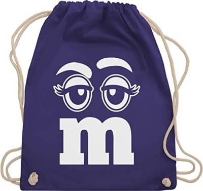 Shirtracer Turnbeutel Rucksack - Karneval & Fasching - Taschen - M und M Augen - Unisize - Lila - „karneval“ baumwolle „fasching“ kordel fasnachts kinder karmeval stoff fasching+verkleidung einfarbig von Shirtracer