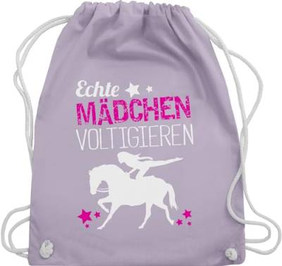 Shirtracer Turnbeutel Rucksack - Pferde - Taschen - Echte Mädchen voltigieren - Unisize - Pastell Lila - reit sachen sport beuteltasche reitsachen für reiter pferdeliebe bag sportbeutel pferdemotiven von Shirtracer