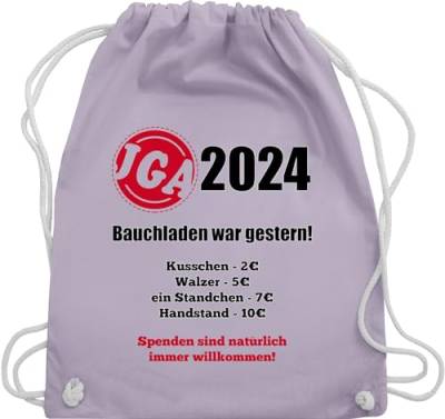 Shirtracer Turnbeutel Rucksack - JGA Junggesellenabschied Männer - Aufgaben der Braut - Bezahlen - Bauchladen war gestern - Unisize - Pastell Lila - damen bridal shower trainingsbeutel mädels von Shirtracer