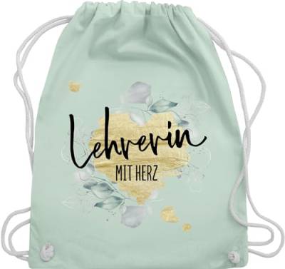 Shirtracer Turnbeutel Rucksack - Taschen - Lehrerin mit Herz - Abschiedsgeschenk Weihnachten - Unisize - Pastell Grün - stoffrucksack geschenk geschenke für lehrerinnen abschied turnsack danke von Shirtracer