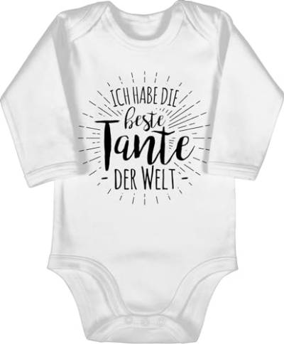 Shirtracer Baby Body langarm Mädchen Junge - Ich habe die beste Tante der Welt - 3/6 Monate - Weiß - babybody mit spruch aunt auntie strampler weiss tantes tanten bodys geschenk best baby-kleidung von Shirtracer