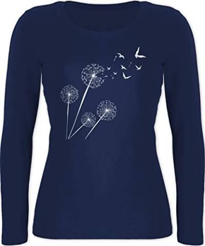 Langarmshirt Damen - Sprüche Statement - Pusteblume Löwenzahn - L - Marineblau - mit Aufschrift vögel Tshirt Langarm Shirt Statements Blumen Longsleeve Blume Longsleeves Pusteblume, t pusteblumen von Shirtracer