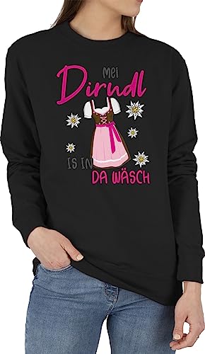 Sweater Pullover Sweatshirt Herren Damen - Kompatibel mit Oktoberfest - Mei Dirndl is in da Wäsch - L - Schwarz - bayrischer abend waesch oktober ma tracht der munich mein bayrische sprüche von Shirtracer