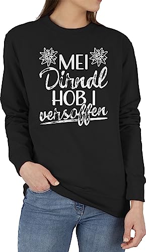 Sweater Pullover Sweatshirt Herren Damen - Kompatibel mit Oktoberfest - Mei Dirndl hob i versoffen - weiß - M - Schwarz - munich bayrischer abend oktober oktoberfestbekleidung bayrische sprüche von Shirtracer