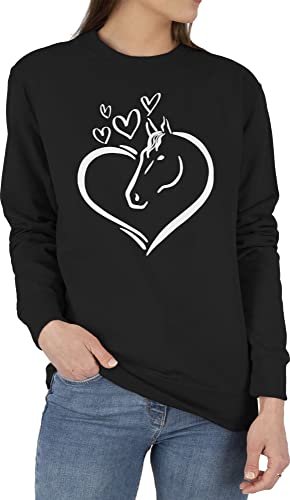 Sweater Pullover Sweatshirt Herren Damen - Pferde - Pferdeportrait - XS - Schwarz - pferdeliebhaber horses pulli pferd tiermotiv polower reiten pferdeherz pferdespruch pferdemotiv reit pferdefreunde von Shirtracer