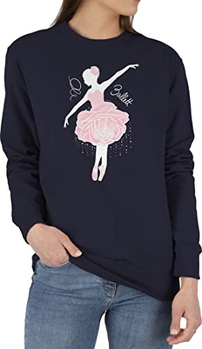 Shirtracer Sweater Pullover Sweatshirt Herren Damen - Tanzen Geschenk - Ballerina - weiß/rosa - L - Dunkelblau - Tanz Outfit Tanzsport Ballett Pulli Dance Geschenke Sweat tänzerin tänzer sprüche von Shirtracer