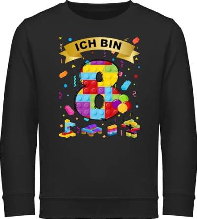 Sweatshirt Kinder Pullover für Jungen Mädchen - 8. Geburtstag - Ich Bin 8 Bausteine - 140 (9/11 Jahre) - Schwarz - acht Jahre Kindergeburtstag Birthday Alter Zahl Geb Years Jahren 8.Geburtstag von Shirtracer