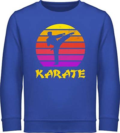 Sweatshirt Kinder Pullover für Jungen Mädchen - Sport Kleidung - Karate Retro Sonne - 128 (7/8 Jahre) - Royalblau - reitpullover hoodies sweater pulli sweatshirts winterpullover fun-sweatshirts von Shirtracer