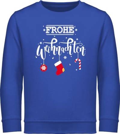 Sweatshirt Kinder Pullover für Jungen Mädchen - Frohe Weihnachten - 116 (5/6 Jahre) - Royalblau - weihnacht weihnachtspulli Geschenke Christmas weihnachtssweater Weihnachts Baumwolle x Mas Xmas von Shirtracer