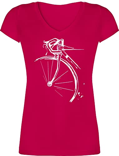 T-Shirt Damen V Ausschnitt - Bekleidung Radsport - Fahrrad Rennrad - S - Fuchsia - fahhrad Tshirt Frauen Radfahren t-Shirts fahrradmotiv t Shirt fahrradsprüchen Shirts für Radfahrer tischirt. von Shirtracer