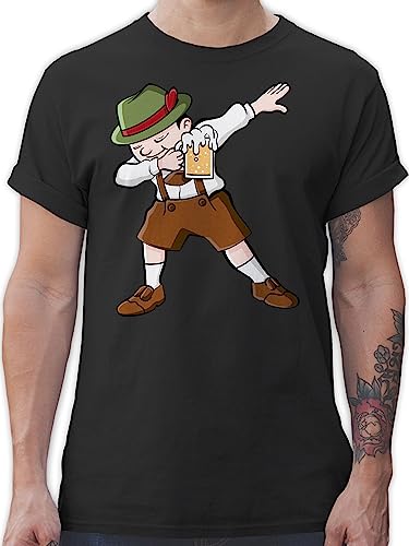 T-Shirt Herren - Kompatibel mit Oktoberfest - Dabbing Bayern Lederhosen - 4XL - Schwarz - Tshirt männer Tshirts Trachten Shirt Tracht Kurzarm t-Shorts Oktoberfest-Outfits t Shirts t-Shirts für von Shirtracer