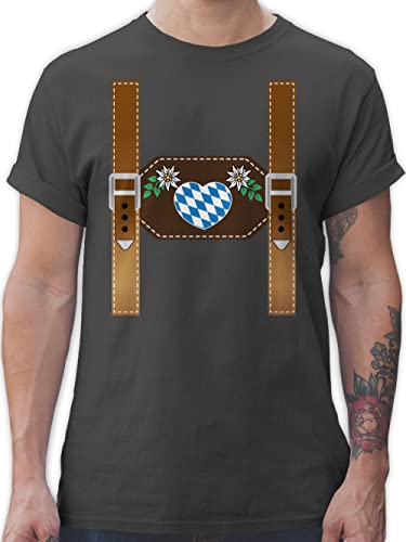 T-Shirt Herren - Kompatibel mit Oktoberfest - Lederhose - Herz Bayern - L - Dunkelgrau - Cooles Bayerisches Shirt bayrische sprüche t-Shirts männer Tshirt Tracht wäsche wiesengänger t- Shirts von Shirtracer