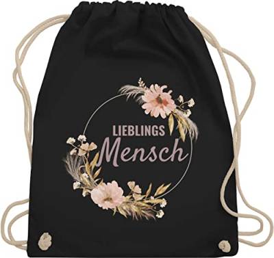 Shirtracer Turnbeutel Rucksack - Frauen Geschenk Damen - Lieblingsmensch Lieblingsperson Herzmensch - Unisize - Schwarz - typisch frau freundin stoffrucksack weihnachten lieblingsmenschen tasche für von Shirtracer