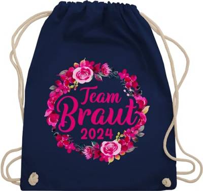 Turnbeutel Rucksack - JGA Junggesellenabschied Frauen - Team Braut 2024 Braut Crew - Unisize - Navy Blau - bride stoffbeutel jungesellinnenabschied frau outfit jungesellenabschied blumenkranz beutel von Shirtracer